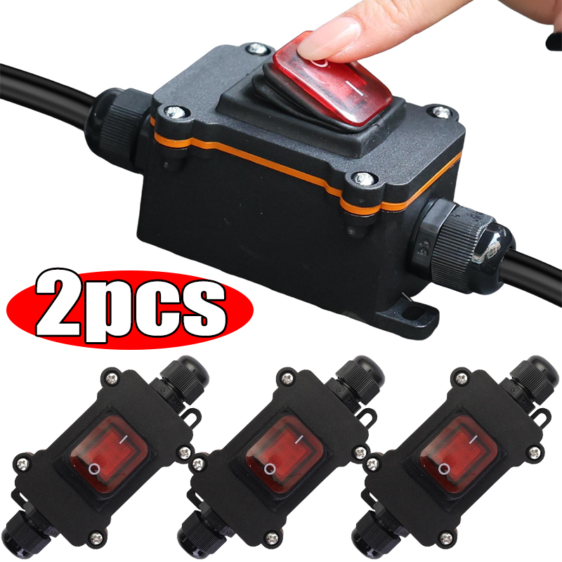 Outdoor Power Lead - 1-2 ชิ้นสายไฟแบบอินไลน์ 12V-24V สวิตช์โยกสำหรับเรือเปิด-ปิด กันน้ำ IP67