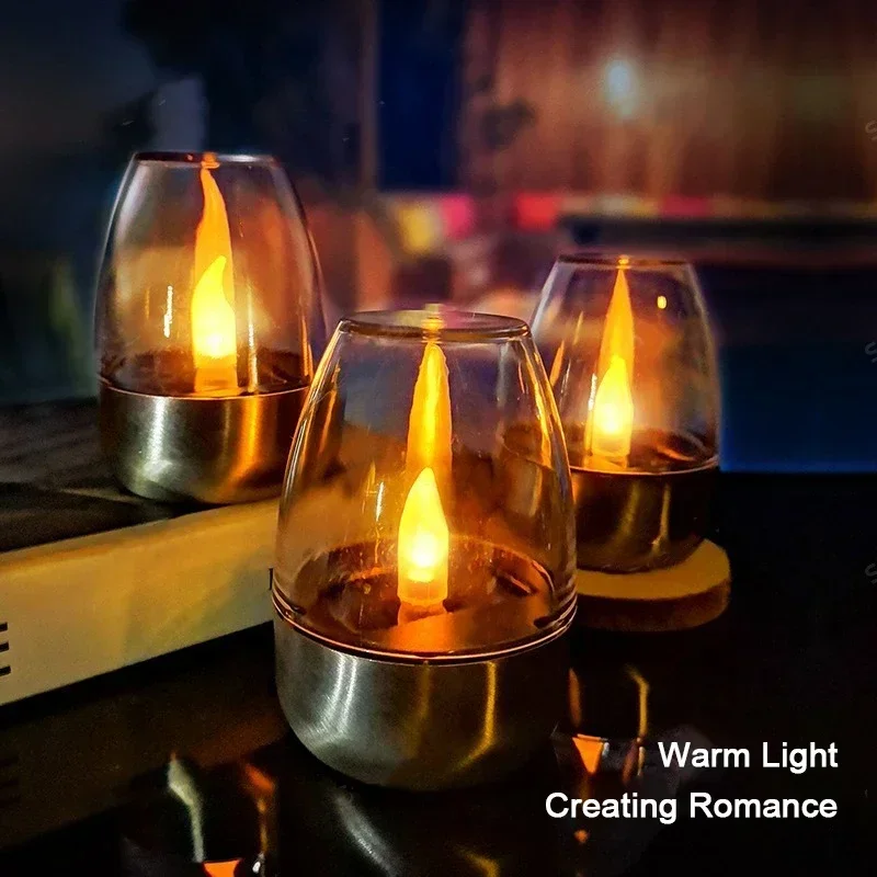 Outdoor Power Outlet Solar - LED พลังงานแสงอาทิตย์เทียนแสง Flameless ชาร์จ Night Light
