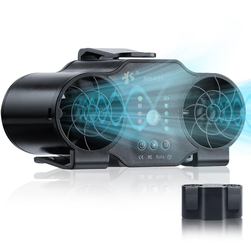 Outdoor Power Vent - ﻿ Dual Vents แบบพกพาที่มีประสิทธิภาพคลิปเอวบนพัดลมสําหรับเสื้อ 20000mAh 4