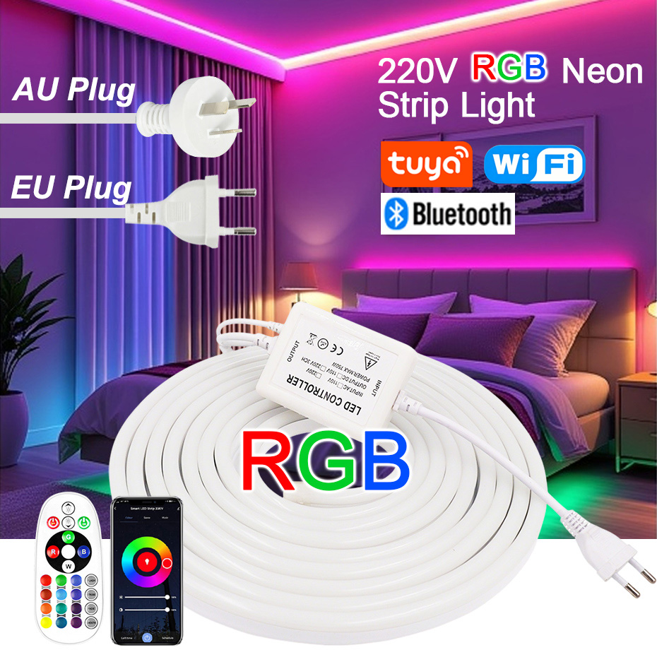 Outdoor Power Outlet Wifi - ไฟ LED RGB แบบเส้น 220V พร้อมปลั๊กไฟ