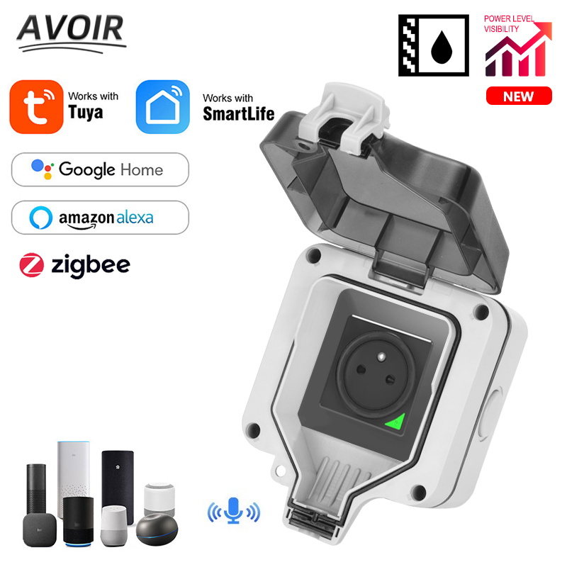 Outdoor Power Outlet Wifi - Avoir Zigbee Tuya IP66กลางแจ้งกันน้ำเต้ารับจับเวลาสวิทช์ Wifi สมาร์ท