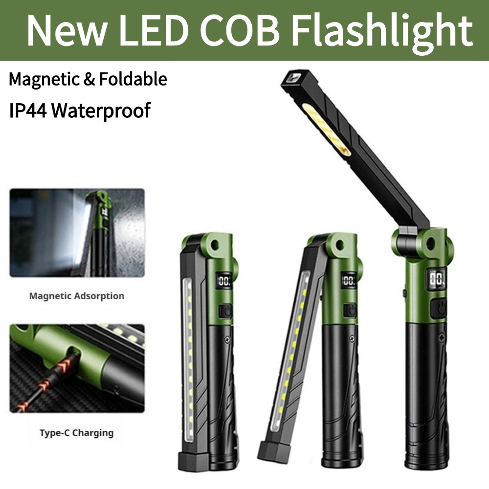 Outdoor Power Repair - ไฟฉาย LED แบบชาร์จได้ พับเก็บได้ พร้อมหน้าจอแสดงพลังงาน กันน้ำระดับ