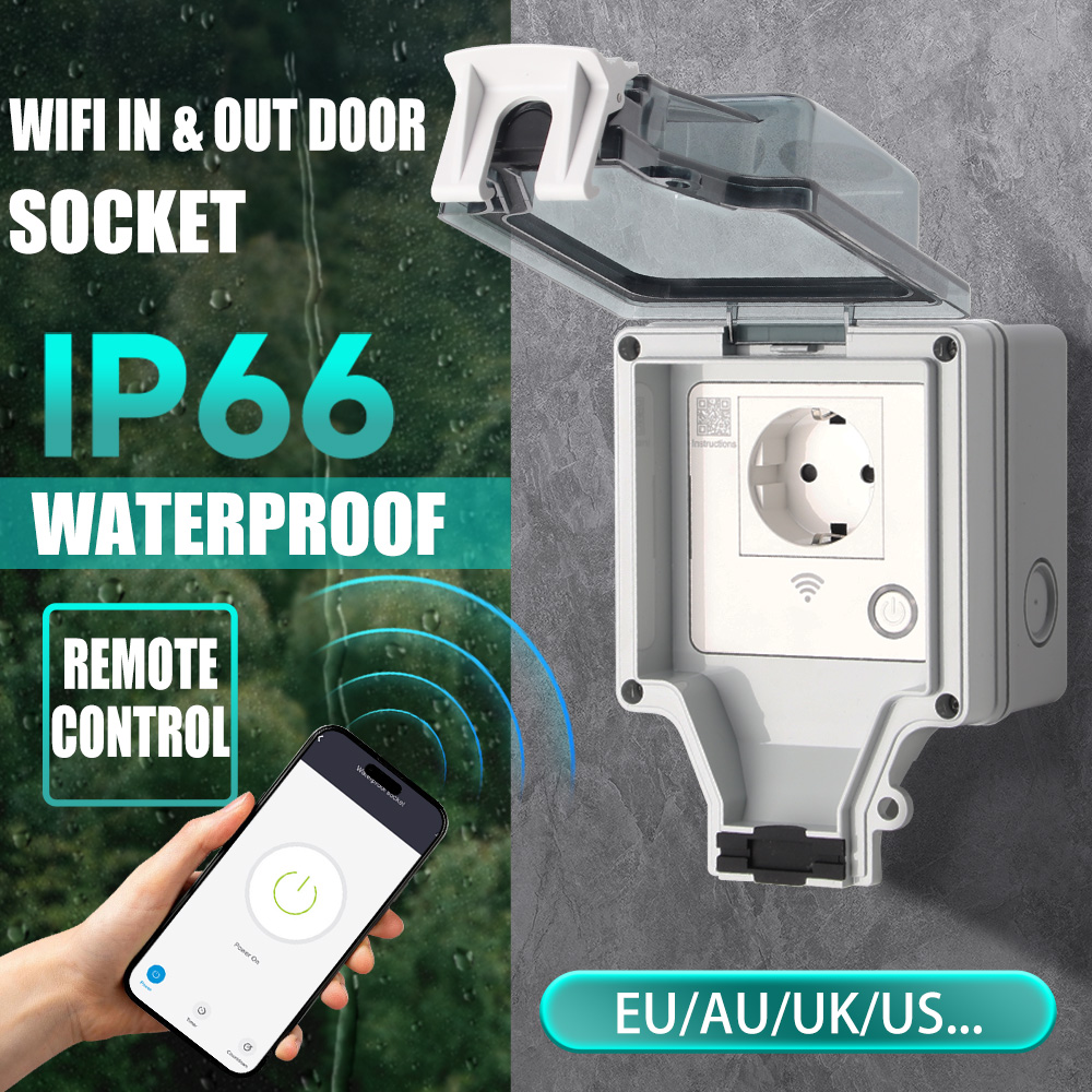 Outdoor Power Outlet Wifi - ปลั๊กไฟอัจฉริยะสำหรับภายนอกอาคาร IP66 กันน้ำ 16A 250V แบบ