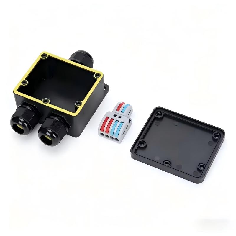 Outdoor Power Wire - กล่องต่อสายไฟกันน้ำ IP68 แบบ 2 ทาง พร้อมปลั๊กเสียบสายโคแอกเชียล