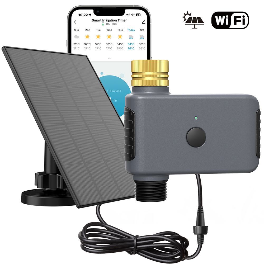 Power Zone Outdoor Timer - ตัวตั้งเวลาการรดน้ำพลังงานแสงอาทิตย์แบบ WiFi ระบบควบคุมการรดน้ำอัจฉริยะ 1/2 โซน ตัวตั้งเวลาสำหรับสปริงเกอร์ในสวนกลางแจ้ง