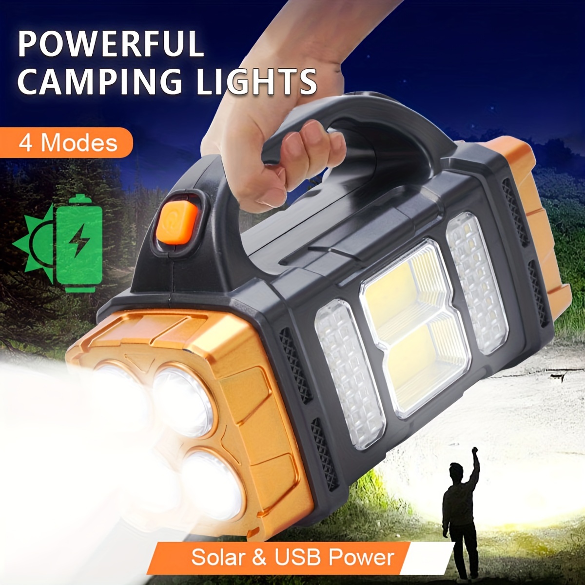 Outdoor Power Outlet Solar - อัพเกรดใหม่ ไฟฉาย LED พลังงานแสงอาทิตย์แบบชาร์จไฟได้ กำลังสูง พร้อมพาวเวอร์แบงค์