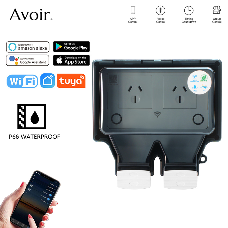 Outdoor Power Outlet Wifi - Avoir Tuya STOP kontak listrik กันน้ำ