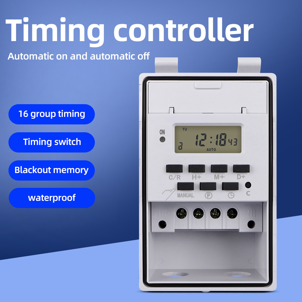 Outdoor Power Timer - สวิตช์จับเวลา 30A รีไซเคิลรายสัปดาห์ 7 วันโปรแกรมดิจิตอลรีเลย์เครื่องใช้ในบ้านควบคุมตัวจับเวลาพร้อมกล่องกันน้ํากลางแจ้ง