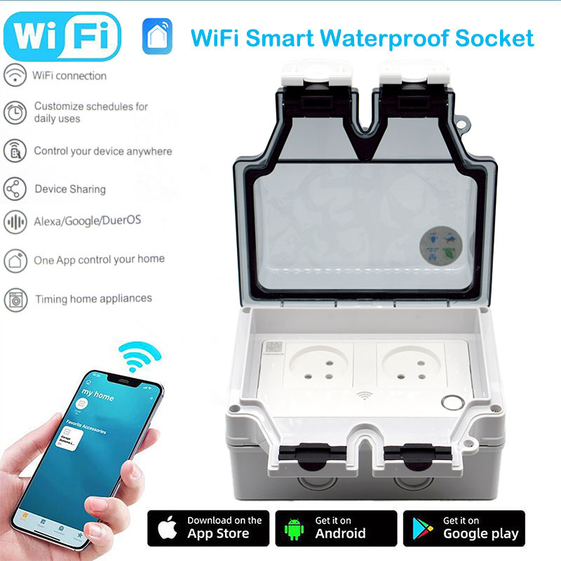 Outdoor Power Outlet Wifi - 16A สมาร์ทซ็อกเก็ต IP66 ปลั๊กกันน้ำ 86 ประเภทสวิตช์กลางแจ้งอินเตอร์เน็ตไร้สายมาตรฐานอิสราเอลปลั๊กไฟฟ้าแอปรีโมทคอนโทรลพร้อมสมาร์ทไลฟ์