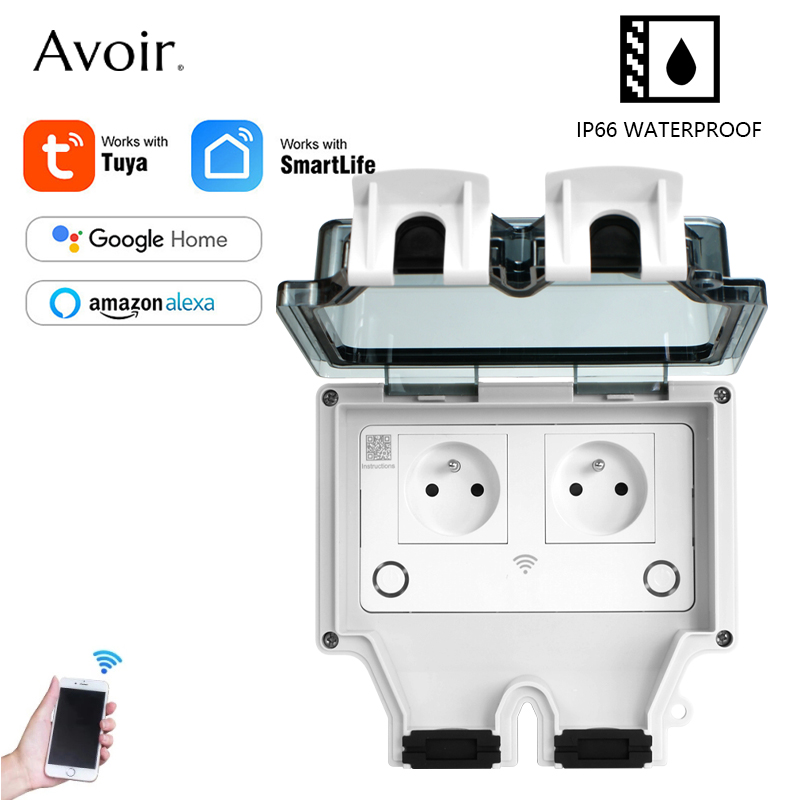 Outdoor Power Outlet Wifi - Avoir Tuya ซ็อกเก็ต IP66 กลางแจ้ง Wifi
