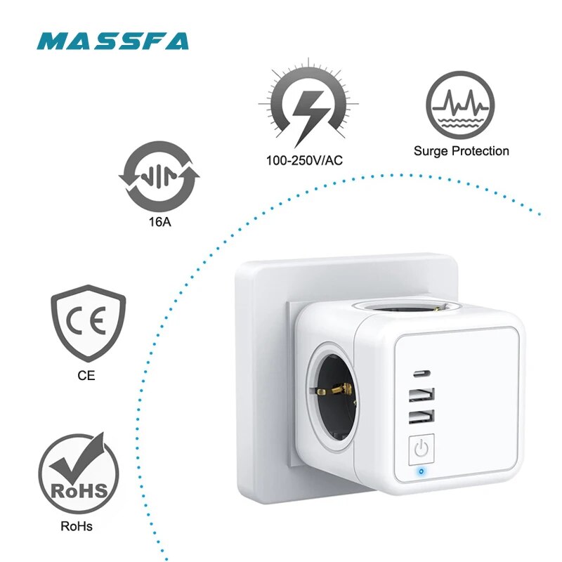 Massfa 4 EU สายไฟกระแสสลับหลาย - Outdoor Usb Power Strip บทวิจารณ์และราคา