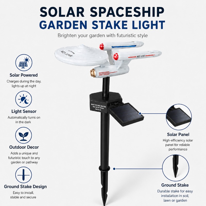 ไฟประดับสวนรูปยานอวกาศ Star Tr - Outdoor Power Outlet Solar บทวิจารณ์และราคา
