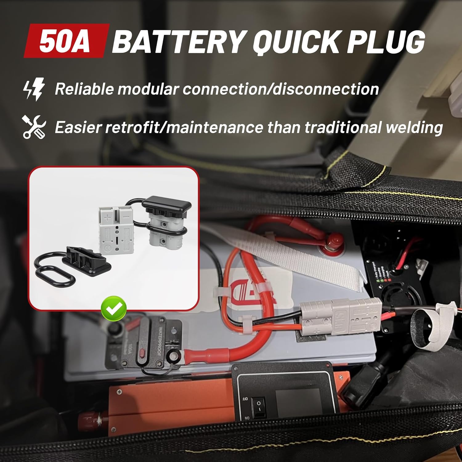 2PCS 50A แบตเตอรี่ Quick Conne - Outdoor Power Lead บทวิจารณ์และราคา